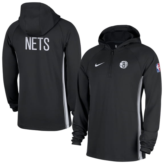 Men's Nike Black Brooklyn Nets Authentic On Court Zone Quarter-Zip Dri-FIT Hoodie Jacket
