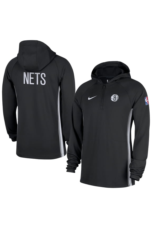 Men's Nike Black Brooklyn Nets Authentic On Court Zone Quarter-Zip Dri-FIT Hoodie Jacket