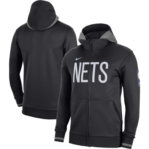 Men's Nike Black Brooklyn Nets Authentic Showtime Performance Full-Zip Hoodie