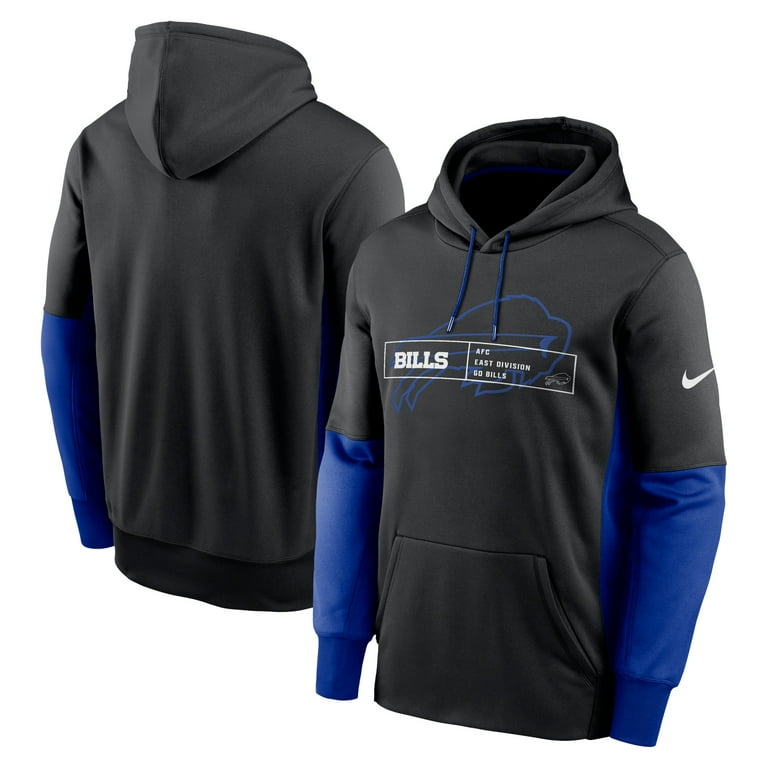 Men s Nike Black Buffalo Bills Color Block Fleece Performance Pullover Hoodie