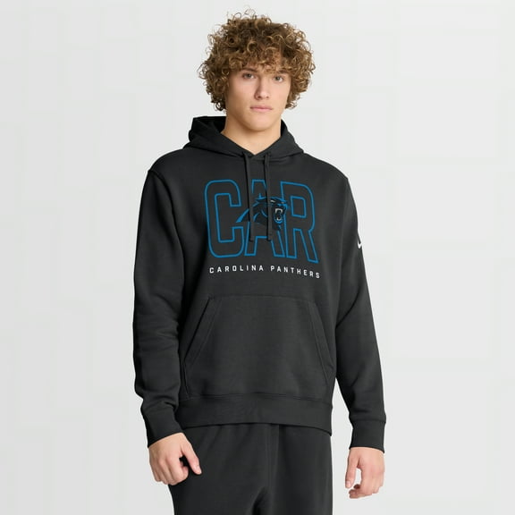 Men's Nike Black Carolina Panthers Busted Play Club Fleece Pullover Hoodie