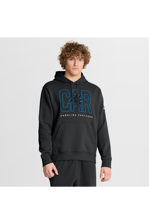 Men's Nike Black Carolina Panthers Busted Play Club Fleece Pullover Hoodie