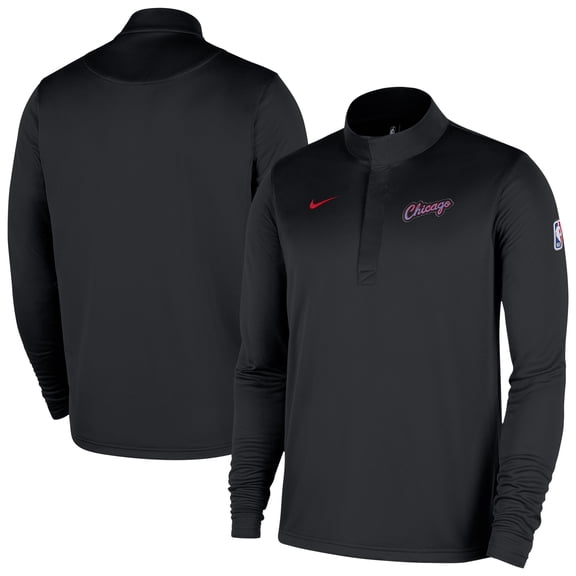 Men's Nike Black Chicago Bulls 2025/26 City Edition Remix Authentic Coaches Dri-FIT Half-Zip Top