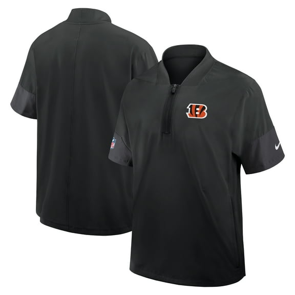 Men's Nike Black Cincinnati Bengals Sideline Short Sleeve Quarter-Zip Dri-FIT Coach Jacket