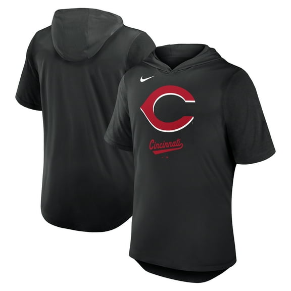Men's Nike Black Cincinnati Reds Tri-Blend Hoodie T-Shirt