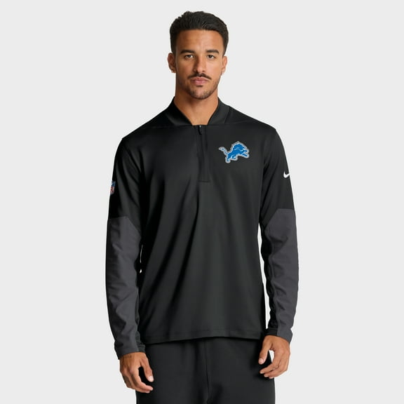 Men's Nike Black Detroit Lions Sideline Dri-FIT Half-Zip Pullover
