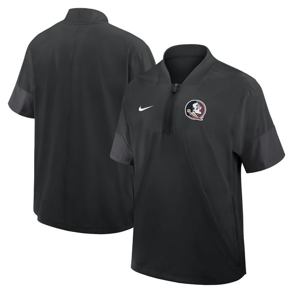 Men's Nike Black Florida State Seminoles 2025 Sideline Short Sleeve Quarter-Zip Dri-FIT Coach Jacket