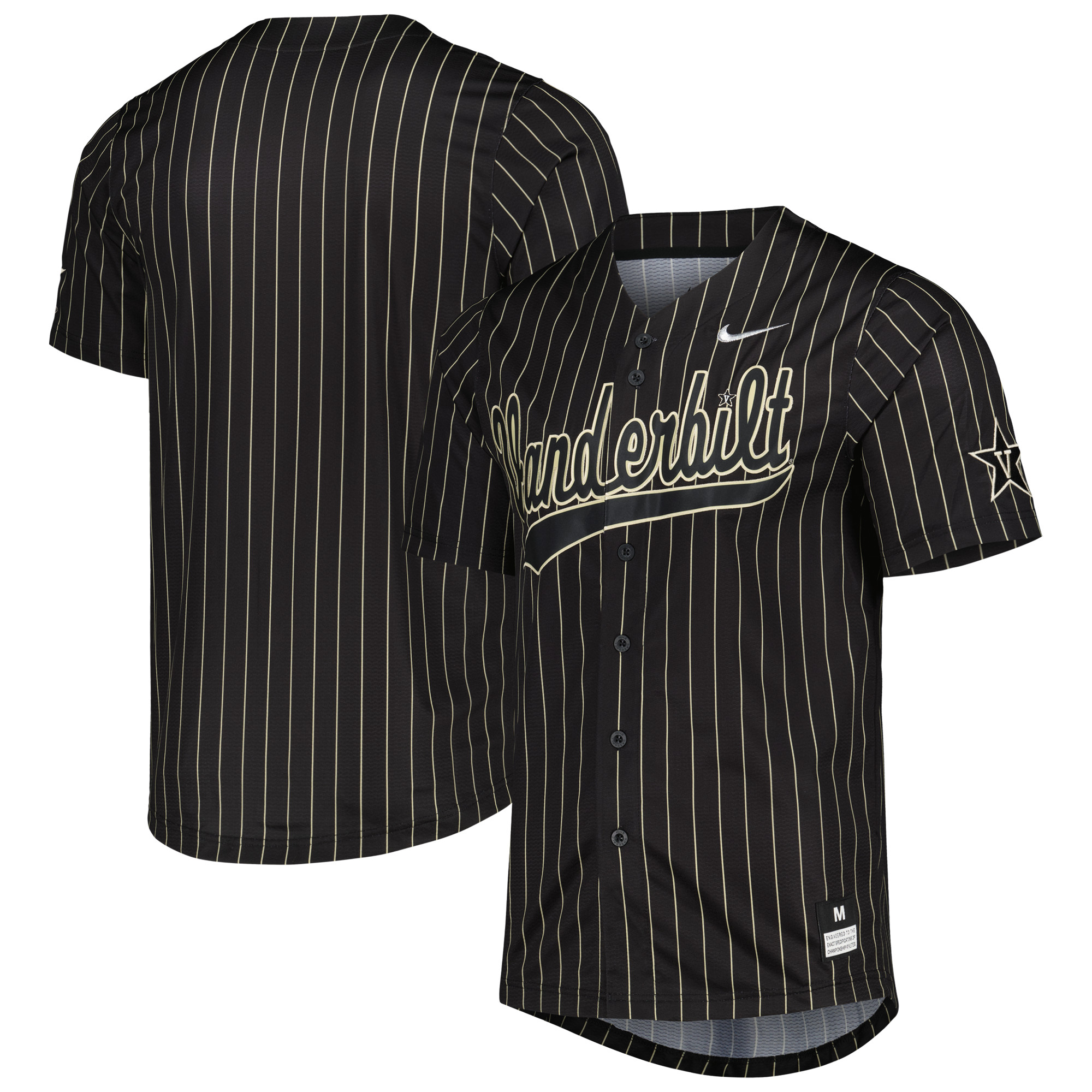 Men's Nike Black/Gold Vanderbilt Commodores Pinstripe Replica Full-Button Baseball Jersey - image 1 of 3