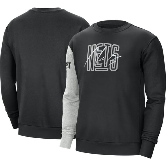 Men's Nike Black/Heather Gray Brooklyn Nets Courtside Versus Force & Flight Pullover Sweatshirt