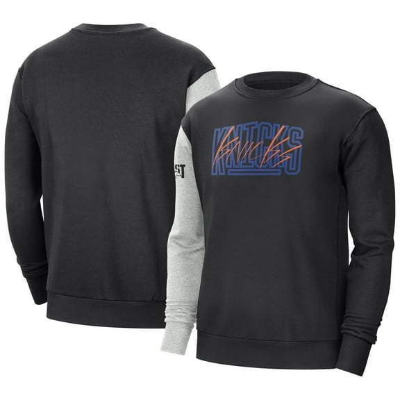 Men's Nike Black/Heather Gray New York Knicks Courtside Versus Force & Flight Pullover Sweatshirt