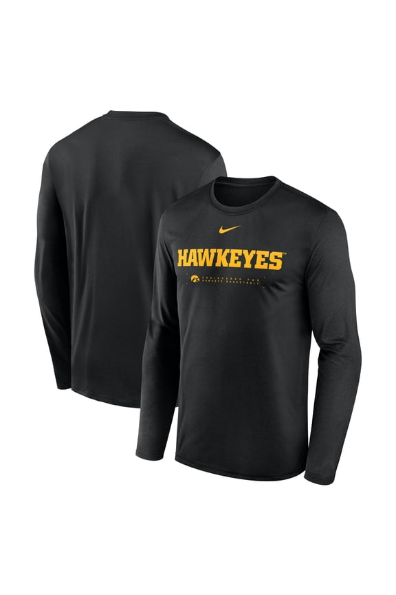 Men's Nike Black Iowa Hawkeyes 2025 Courtside Basketball Shootaround Legend Dri-FIT Long Sleeve T-Shirt