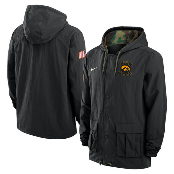 Men's Nike Black Iowa Hawkeyes 2025 NCAA Military Appreciation Full-Snap Jacket