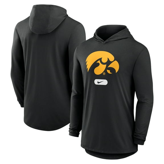 Men's Nike Black Iowa Hawkeyes Primetime Tri-Blend Dri-FIT Long Sleeve Hoodie T-Shirt