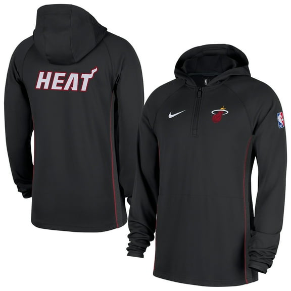 Men's Nike  Black Miami Heat Authentic On Court Zone Quarter-Zip Dri-FIT Hoodie Jacket