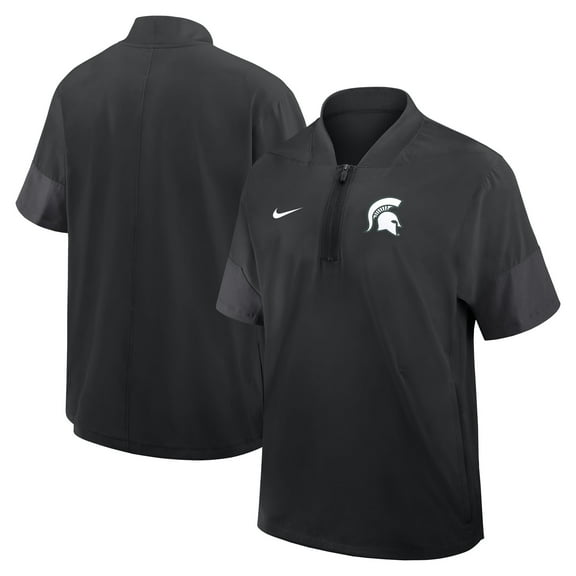 Men's Nike Black Michigan State Spartans 2025 Sideline Short Sleeve Quarter-Zip Dri-FIT Coach Jacket