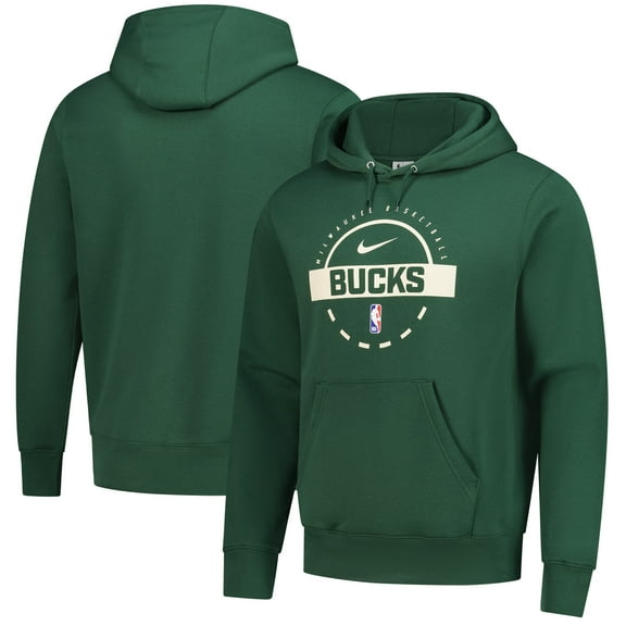 Men's Nike Hunter Green Milwaukee Bucks 2025/26 Authentic Practice Club Pullover Hoodie