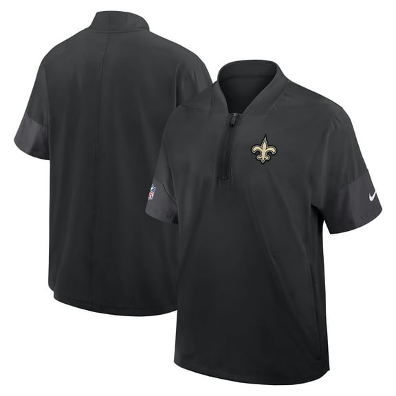 Men's Nike Black New Orleans Saints Sideline Short Sleeve Quarter-Zip Dri-FIT Coach Jacket