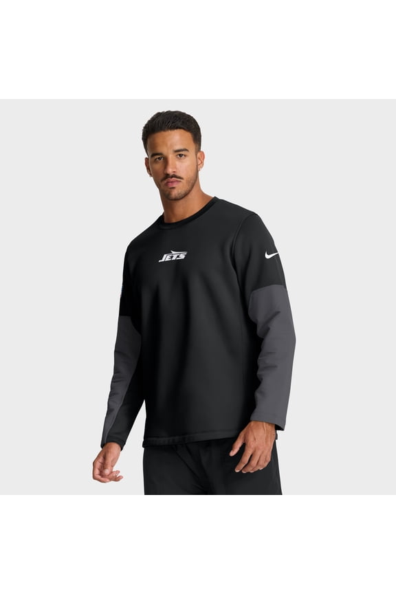 Men's Nike Black New York Jets Sideline Coach Therma-FIT Long Sleeve T-Shirt