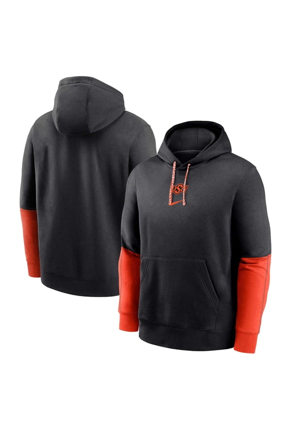 Men's Nike Black Oklahoma State Cowboys 2024 Sideline Club Fleece Pullover Hoodie