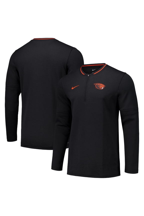 Men's Nike Black Oregon State Beavers Coaches Quarter-Zip Jacket