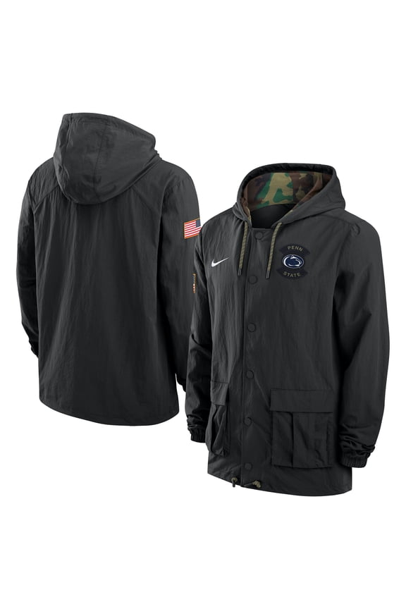 Men's Nike Black Penn State Nittany Lions 2025 NCAA Military Appreciation Full-Snap Jacket