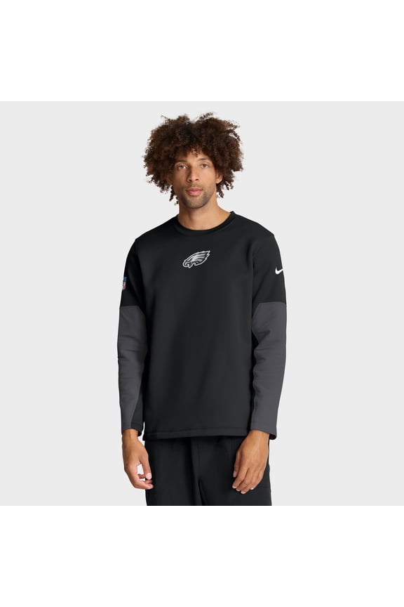 Men's Nike Black Philadelphia Eagles Sideline Coach Therma-FIT Long Sleeve T-Shirt