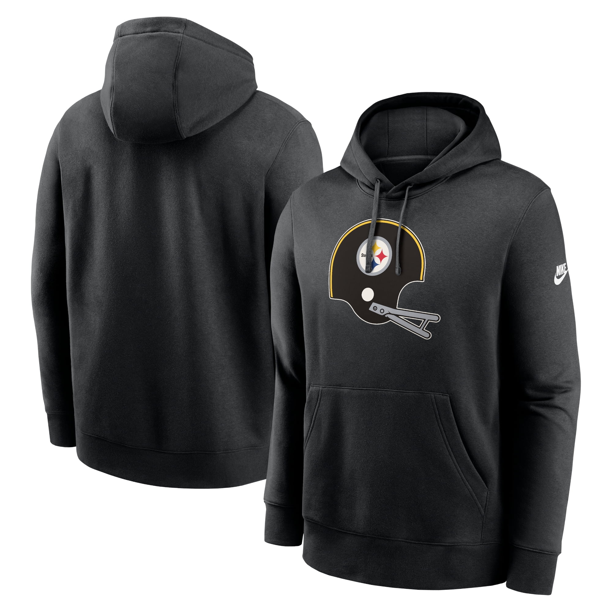 Men s Nike Black Pittsburgh Steelers Rewind Club Logo Pullover Hoodie Walmart