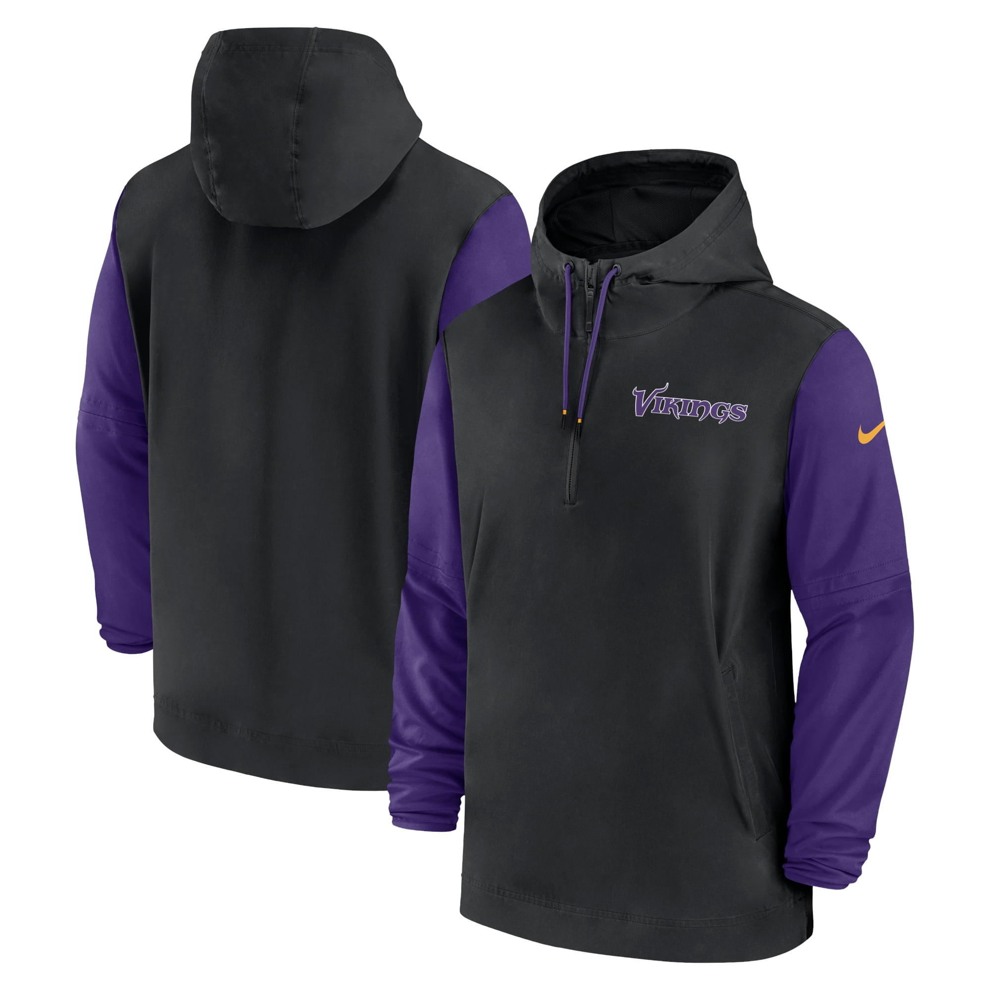 Men s Nike Black Purple Minnesota Vikings 2024 25 Sideline Pre Game Player 1 2 Zip Hoodie Jacket Walmart