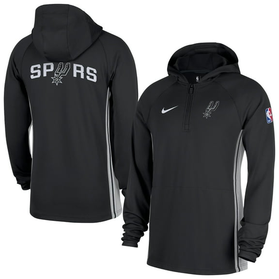 Men's Nike  Black San Antonio Spurs Authentic On Court Zone Quarter-Zip Dri-FIT Hoodie Jacket