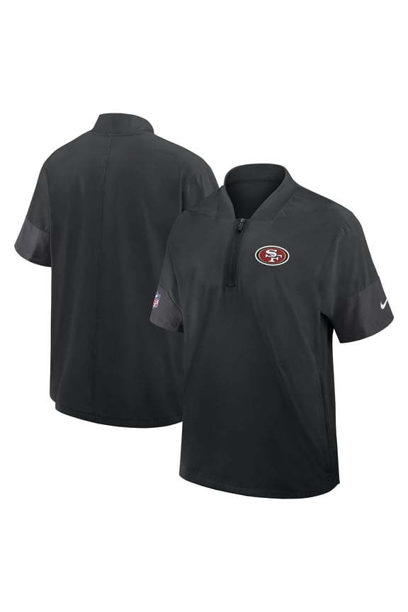 Men's Nike Black San Francisco 49ers Sideline Short Sleeve Quarter-Zip Dri-FIT Coach Jacket