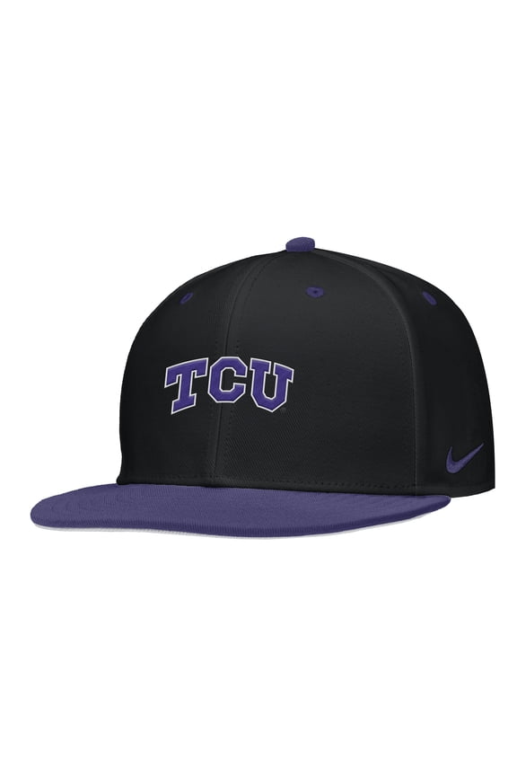 Men's Nike Black TCU Horned Frogs On-Field Baseball Performance Fitted Hat