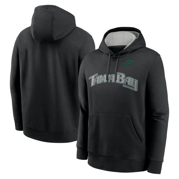 Men's-Nike Black Tampa Bay Rays Rewind Club Logo Pullover Hoodie
