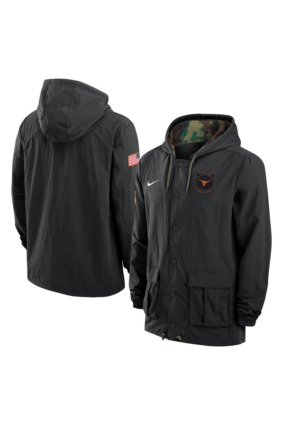 Men's Nike Black Texas Longhorns 2025 NCAA Military Appreciation Full-Snap Jacket