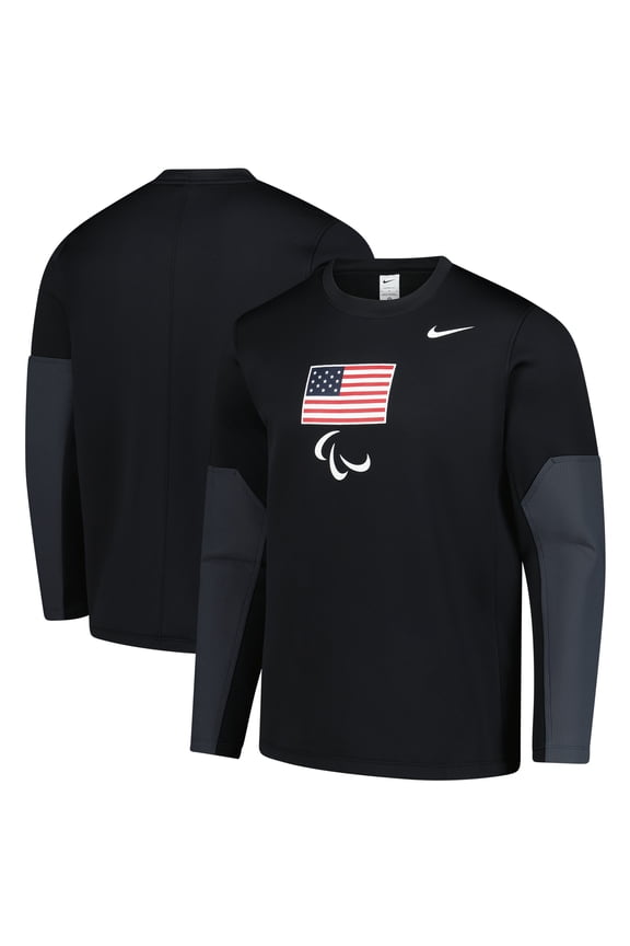Men's Nike  Black U.S. Paralympics Coaches Long Sleeve Therma-FIT Top