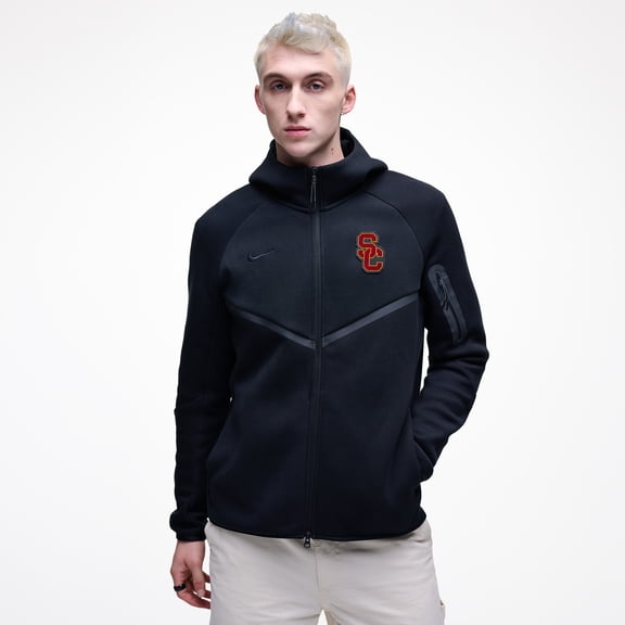 Men's Nike Black USC Trojans Tech Fleece Full-Zip Windrunner Hoodie
