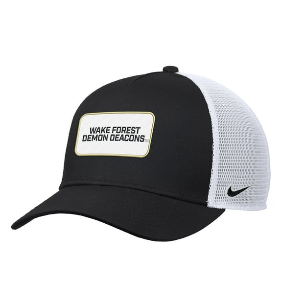 Men's Nike Black Wake Forest Demon Deacons 2025 On-Field Rise Trucker Performance Adjustable Hat