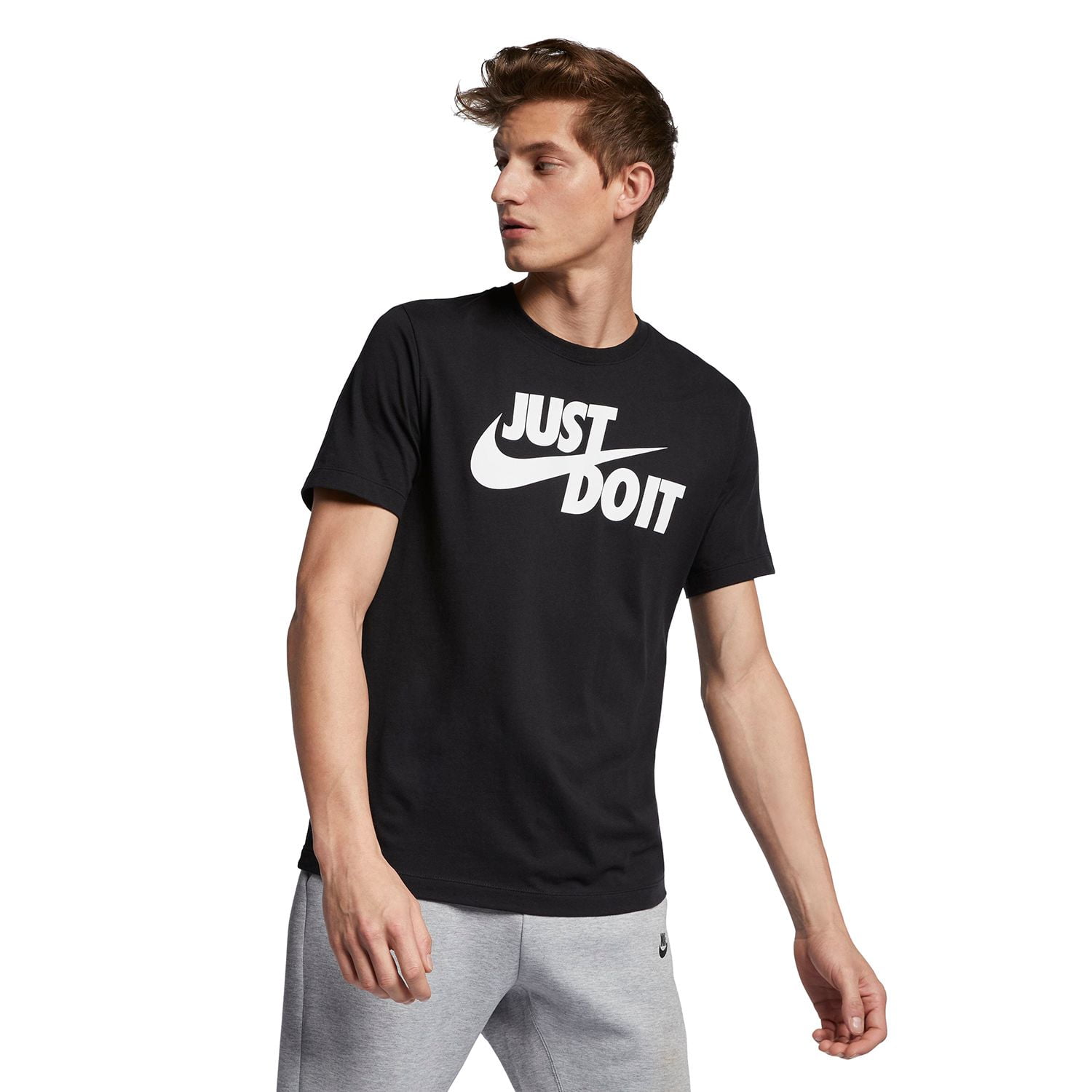 Men s Nike Black White Just Do It Logo T Shirt AR5006 011 L Walmart