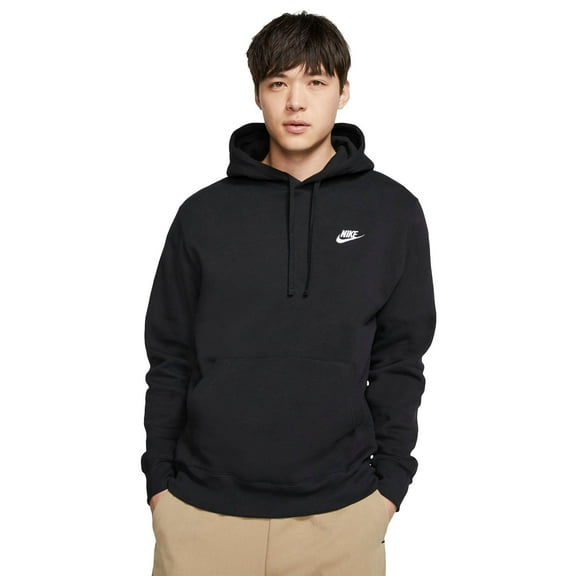 Men's Nike Sportswear Club Fleece Pullover Hoodie Color: Black White Size: L