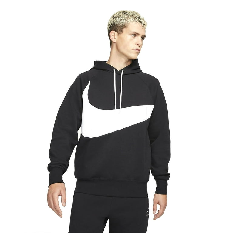 Men's Nike Black/White Sportswear Swoosh Tech Fleece Pullover Hoodie - S