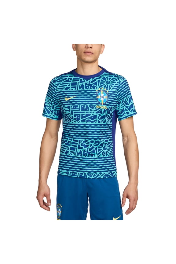 Men's Nike  Blue Brazil National Team 2024 Academy Pro Pre-Match Top