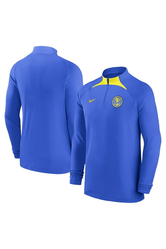 Men's Nike Blue Club America 2022/23 Strike Drill Performance Raglan Quarter-Zip Long Sleeve Top