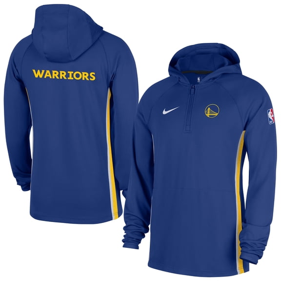 Men's Nike Blue Golden State Warriors Authentic On Court Zone Quarter-Zip Dri-FIT Hoodie Jacket