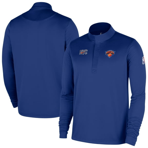 Men's Nike Blue New York Knicks 2025/26 City Edition Remix Authentic Coaches Dri-FIT Half-Zip Top