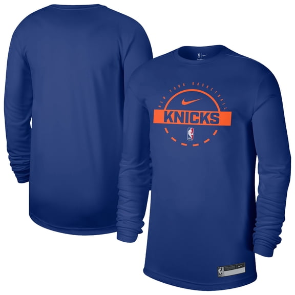 Men's Nike Blue New York Knicks 2025/26 On-Court Flare Dri-FIT Practice Long Sleeve Tri-Blend T-Shirt