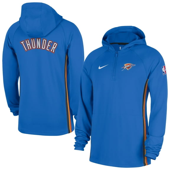 Men's Nike  Blue Oklahoma City Thunder Authentic On Court Zone Quarter-Zip Dri-FIT Hoodie Jacket