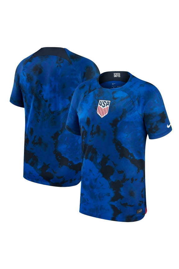 Men's Nike Blue USMNT 2022/23 Away Breathe Stadium Replica Blank Jersey