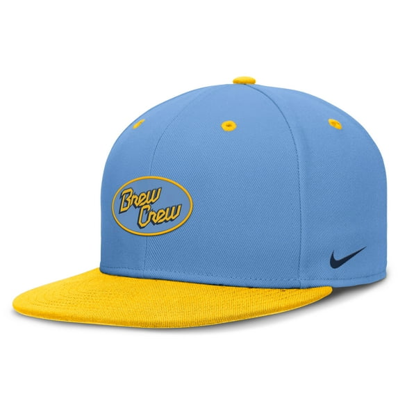 Men's Nike Blue/Yellow Milwaukee Brewers City Connect Patch Performance Fitted Hat