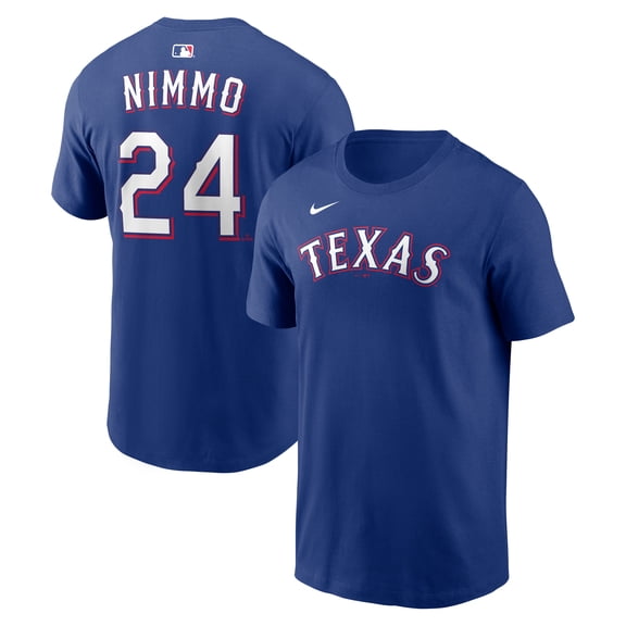 Men's Nike Brandon Nimmo Royal Texas Rangers Home Name & Number T-Shirt
