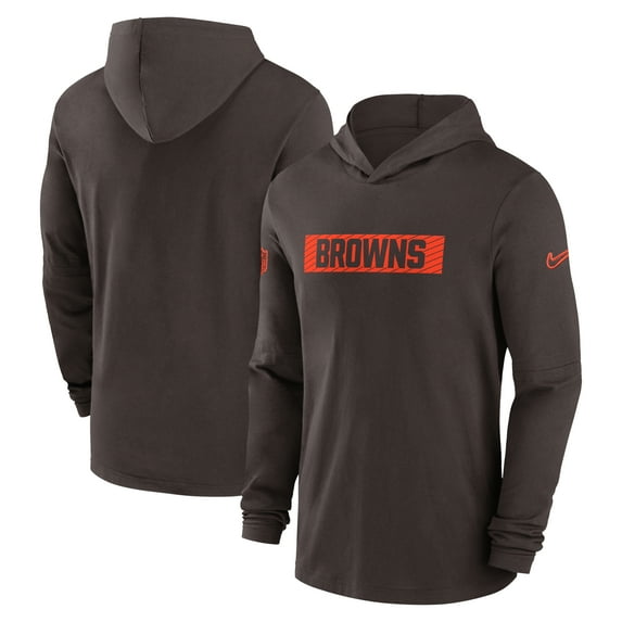 Men's Nike Brown Cleveland Browns 2024/25 Sideline Performance Long Sleeve Hoodie T-Shirt