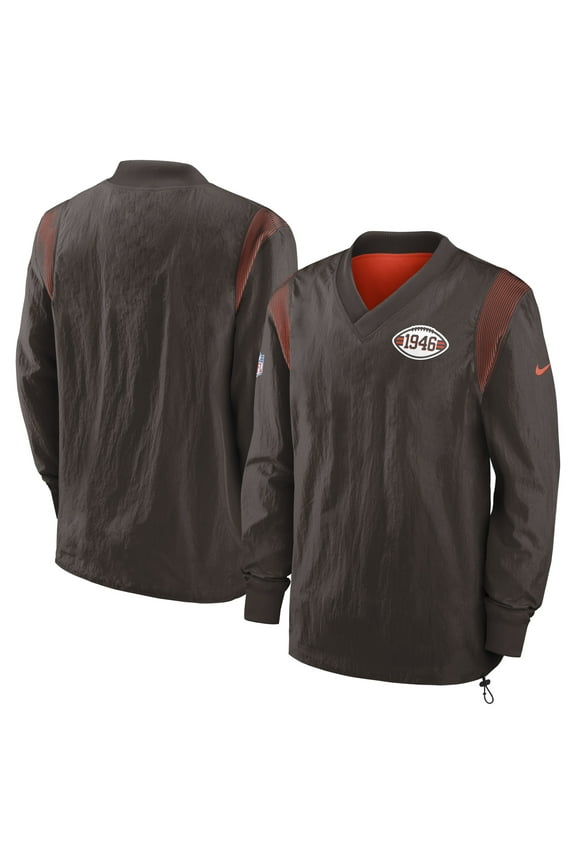 Men's Nike Brown Cleveland Browns Sideline Team ID Reversible Pullover Windshirt